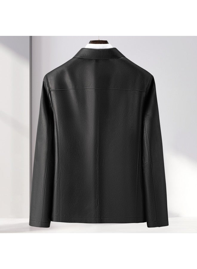 Fapai Business Casual Lapel Genuine Goatskin Leather Jacket Men's Leather Jacket - Image 3