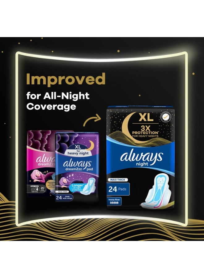 Always XL Night Maxi Thick Sanitary Pads 24 pcs - Image 1