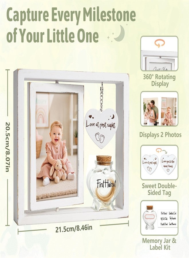 HAMUIERS Baby Picture Frame & Keepsake Jar – Ideal Registry Search Gift, Rotating Newborn Nursery Display, Baby Shower & Gender Reveal Gifts, Pregnancy Announcement - Image 2