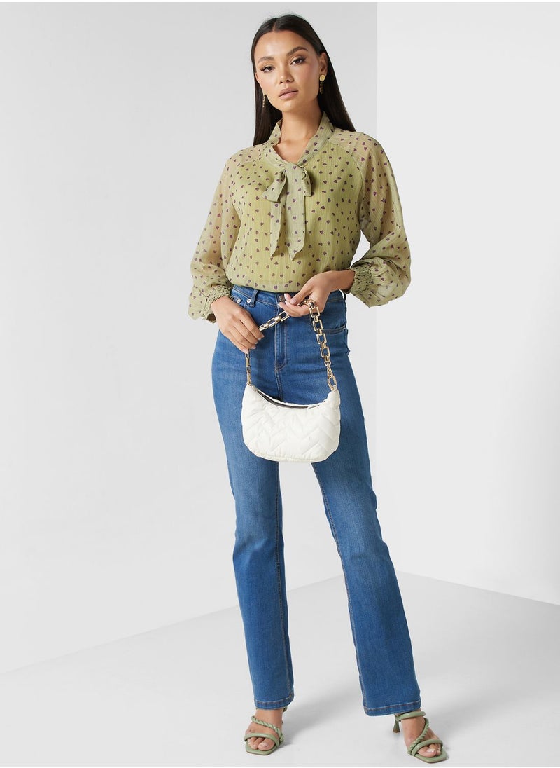 ELLA - Ditsy Print Button Top - Image 1