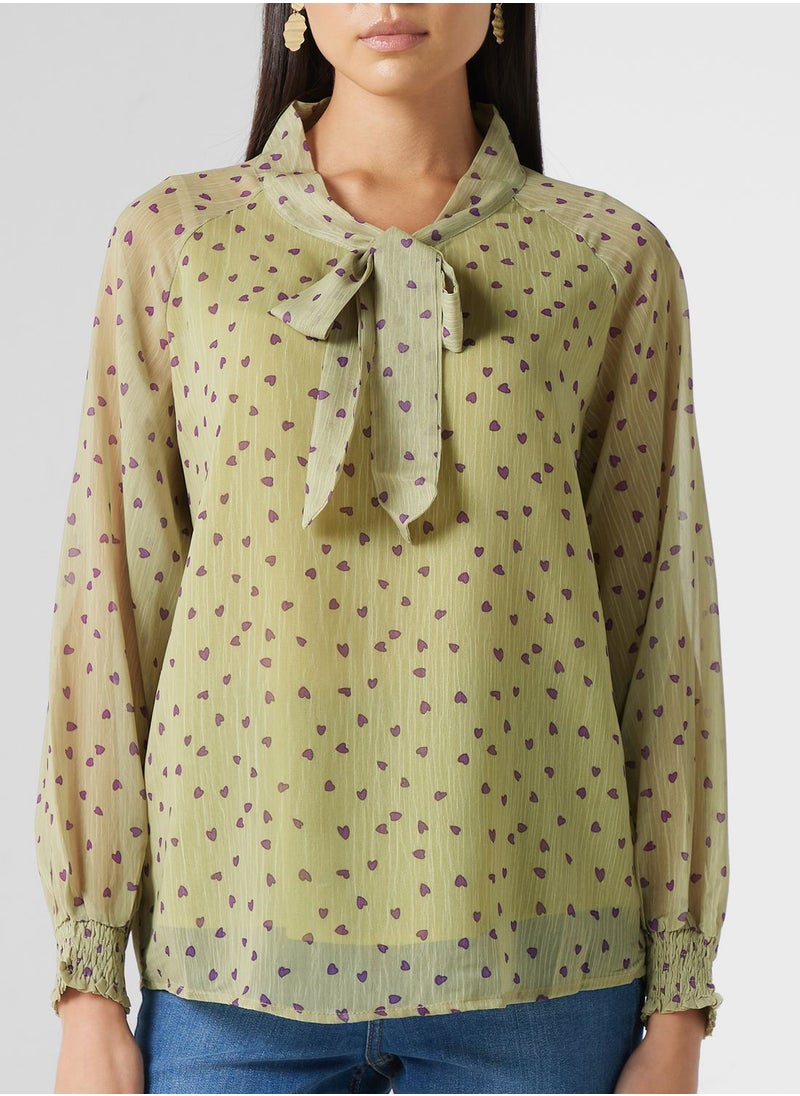 ELLA - Ditsy Print Button Top - Image 1