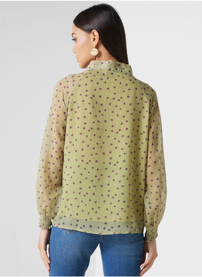 ELLA - Ditsy Print Button Top - Image 1