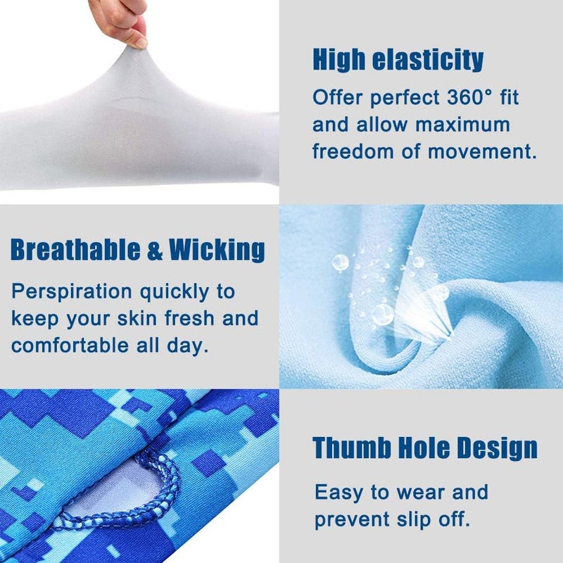 Bacophy 3 Pairs Arm Sleeves with Thumb Holes Women Men UV Protection Cooling, UPF 50 Compression Long Arm Cover - Image 4