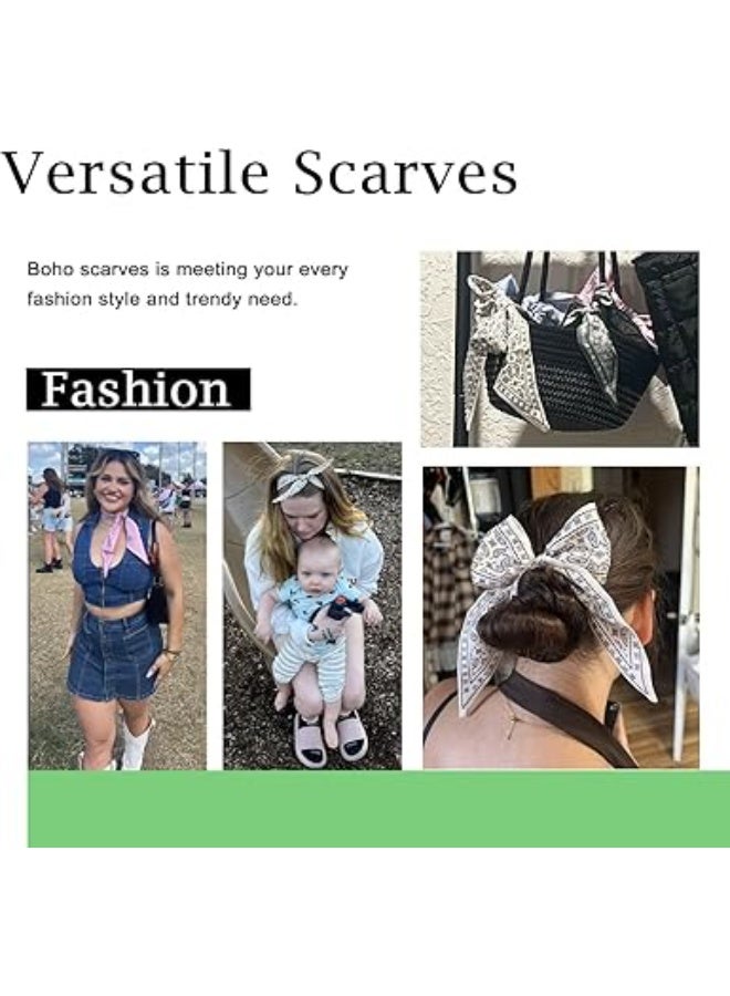 SUNSAR 4pcs Women's Fashion Scarf, Multifunctional Boho Scarf Headband Satin Scarf Wrap Hair Accessories, Face Bandana Fashion, Variety of Patterns and Colors - Image 3