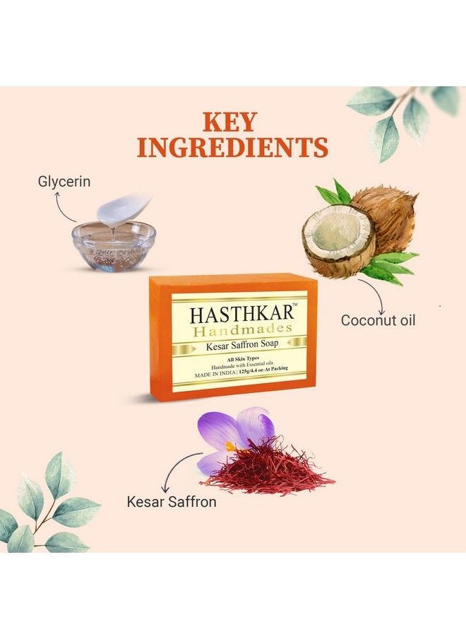 byPurenaturals Hasthkar Handmades Handmade Ayurvedic Natural Herbal Kesar Saffron Soap Bar 125Gm  - Image 4