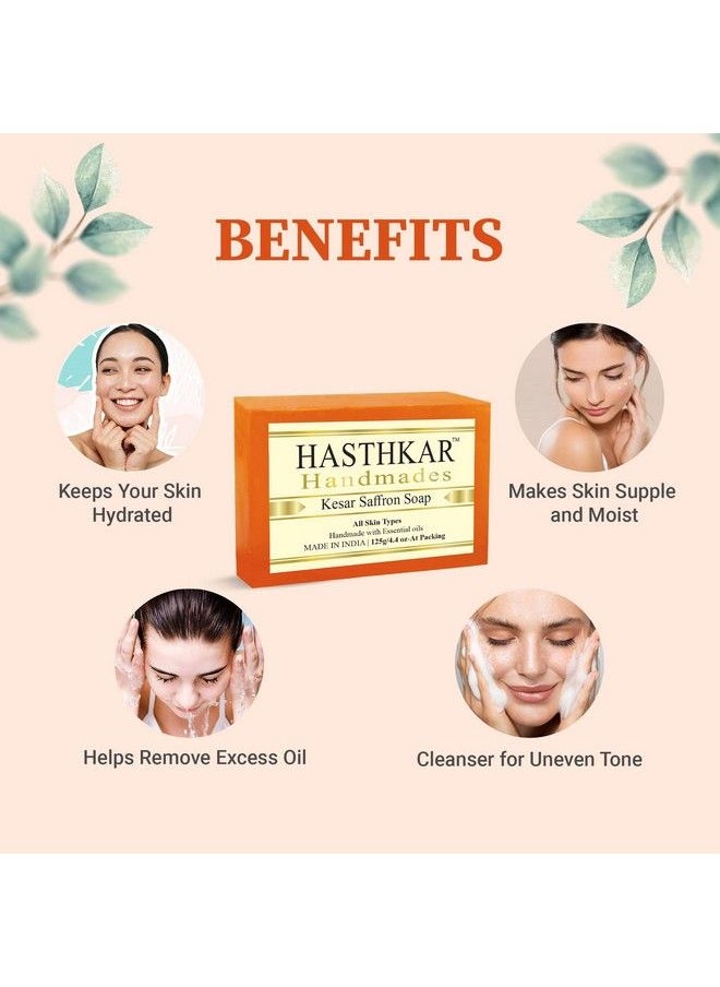 byPurenaturals Hasthkar Handmades Handmade Ayurvedic Natural Herbal Kesar Saffron Soap Bar 125Gm  - Image 5