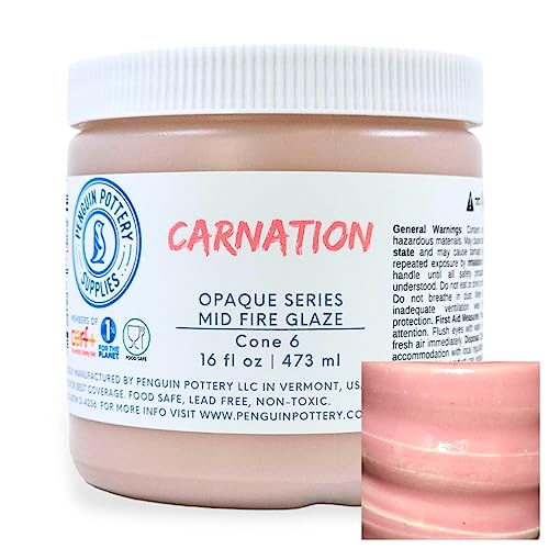 Penguin Pottery - Opaque Series - Carnation - Mid Fire Glaze, High Fire Glaze, Cone 5-6 for Mid Fire Clay, High Fire Clay - Ceramic Glaze Pottery (1 Pint | 16 oz | 473 ml) - Image 1