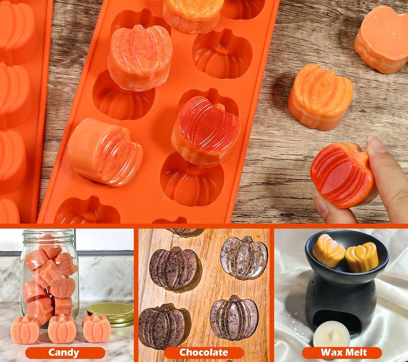 Webake Pumpkin Chocolate Mold 3 PCS Silicone Chocolate Mold 12 Cavity Autumn Candy Mold for Baking Cake Decoration Thanksgiving Muffin Cake Soap Candle Cookies - Image 4