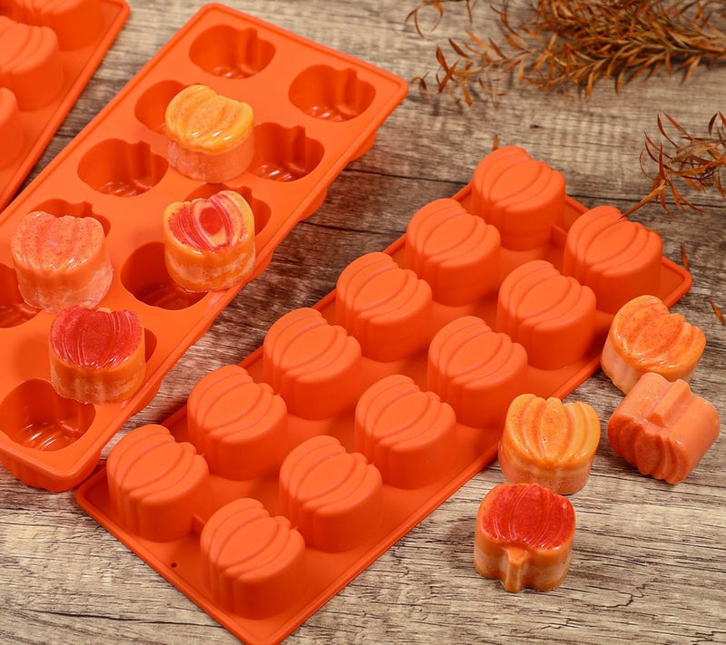 Webake Pumpkin Chocolate Mold 3 PCS Silicone Chocolate Mold 12 Cavity Autumn Candy Mold for Baking Cake Decoration Thanksgiving Muffin Cake Soap Candle Cookies - Image 5
