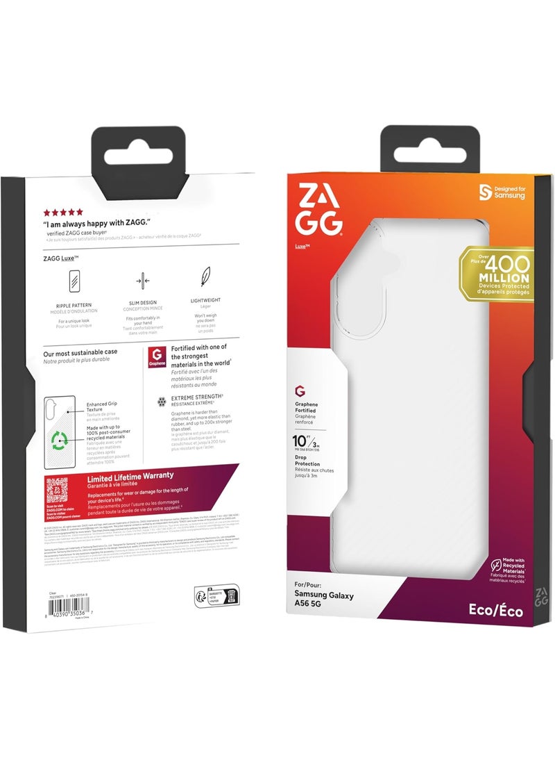 زاج جراب Samsung Galaxy A56 5G - حماية من السقوط من ارتفاع 10 أقدام، صديق للبيئة، متوافق مع الشحن اللاسلكي، تصميم نحيف وخفيف الوزن، نمط متموج لقبضة آمنة، شفاف - Image 2