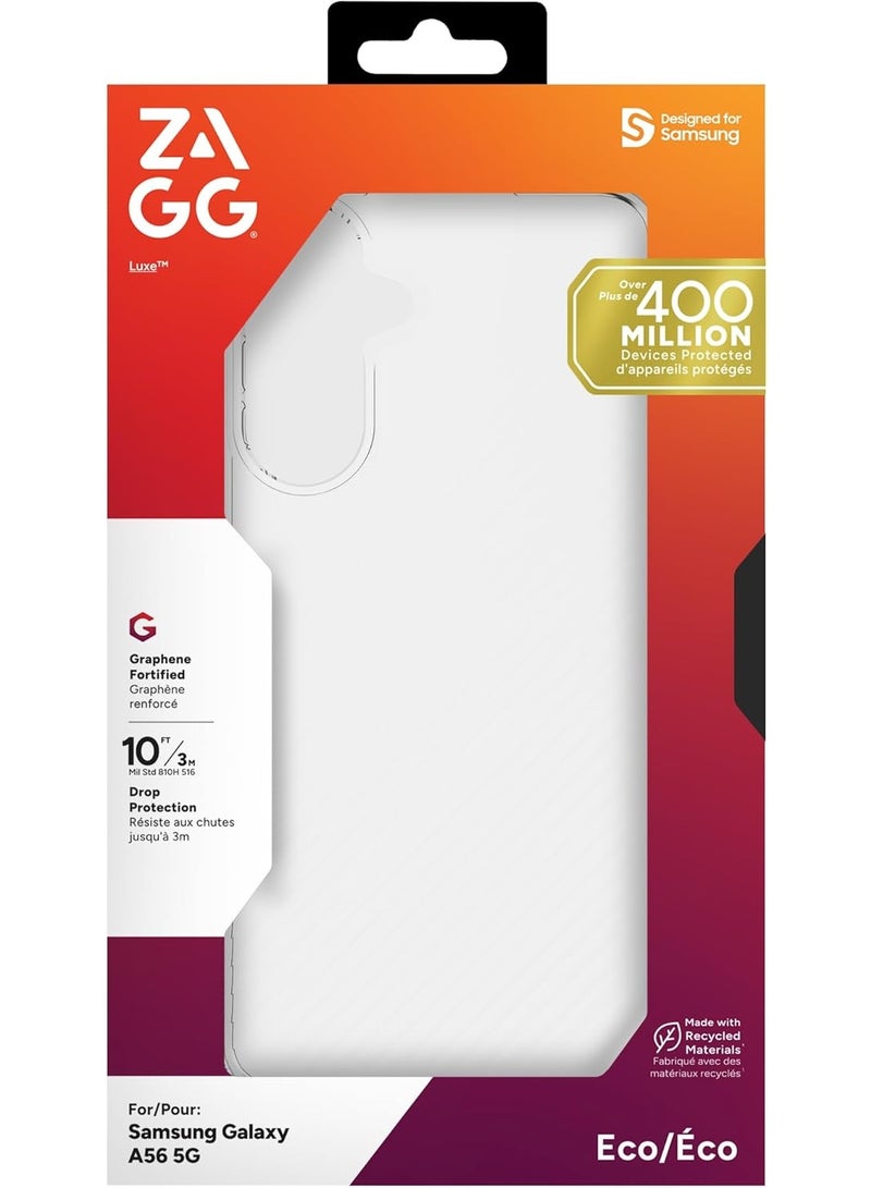 زاج جراب Samsung Galaxy A56 5G - حماية من السقوط من ارتفاع 10 أقدام، صديق للبيئة، متوافق مع الشحن اللاسلكي، تصميم نحيف وخفيف الوزن، نمط متموج لقبضة آمنة، شفاف - Image 1