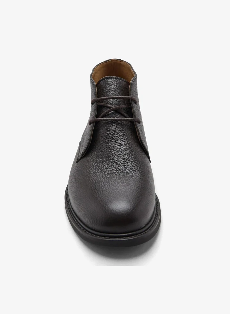 Mango Man Lace-up leather ankle boots