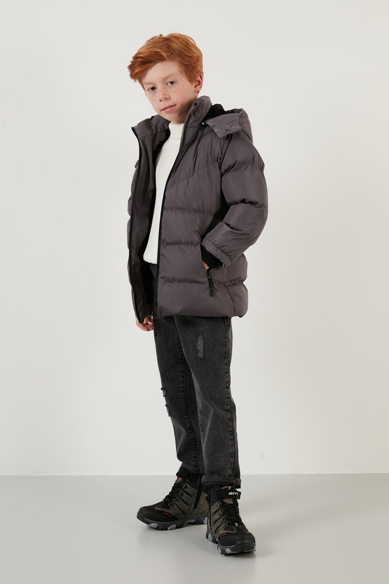 Lela Plush Lined Removable Hooded Winter Coat with Pockets Boys' Coat 5761587  - Image 4