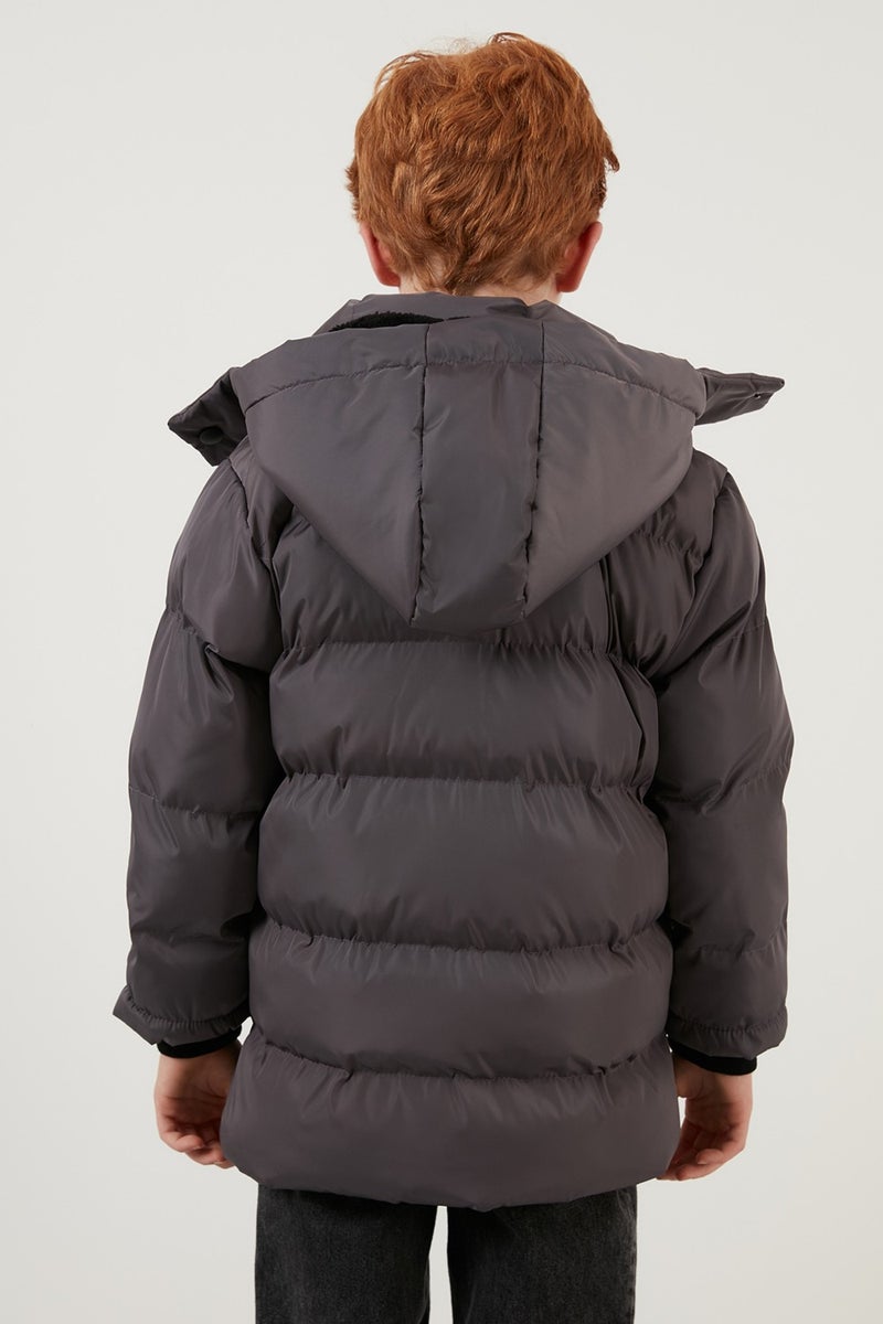 Lela Plush Lined Removable Hooded Winter Coat with Pockets Boys' Coat 5761587  - Image 5