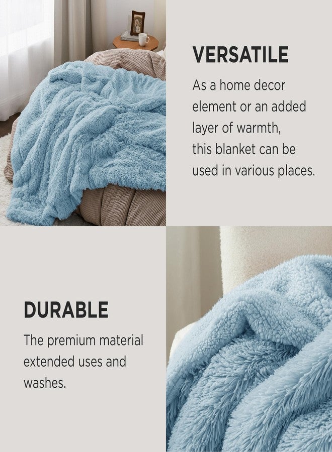 Bedsure GentleSoft Fluffy Light Sky Blue Throw Blanket, Dusty Baby Blue Decor Gifts for Women Men, Soft Cozy Fuzzy Plush Warm Minky Thick Sherpa Fleece Faux Fur Throw Blanket for Couch Bed, 50x60 - Image 4