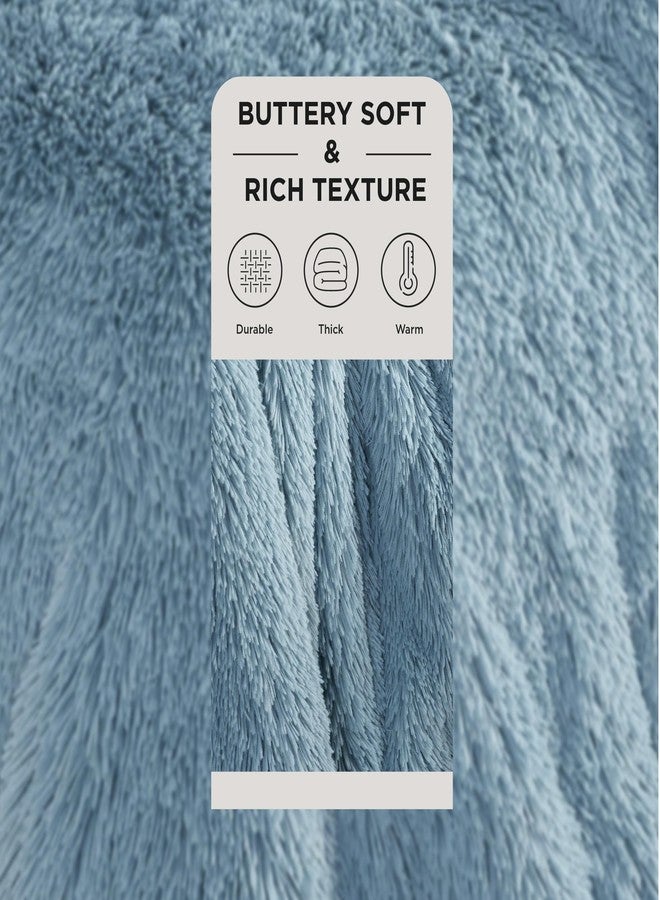 Bedsure GentleSoft Fluffy Light Sky Blue Throw Blanket, Dusty Baby Blue Decor Gifts for Women Men, Soft Cozy Fuzzy Plush Warm Minky Thick Sherpa Fleece Faux Fur Throw Blanket for Couch Bed, 50x60 - Image 2
