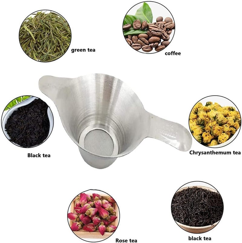 ELECDON Tea Filter, Stainless Steel Tea Infuser Mesh Strainer with Double Handles Coffee Tea Fine Mesh Strainer Tea Funnel Leaf Filter Tea Leaf Strainer for Teapots, Mugs, Cups, Large Size, 2 Pcs - Image 2