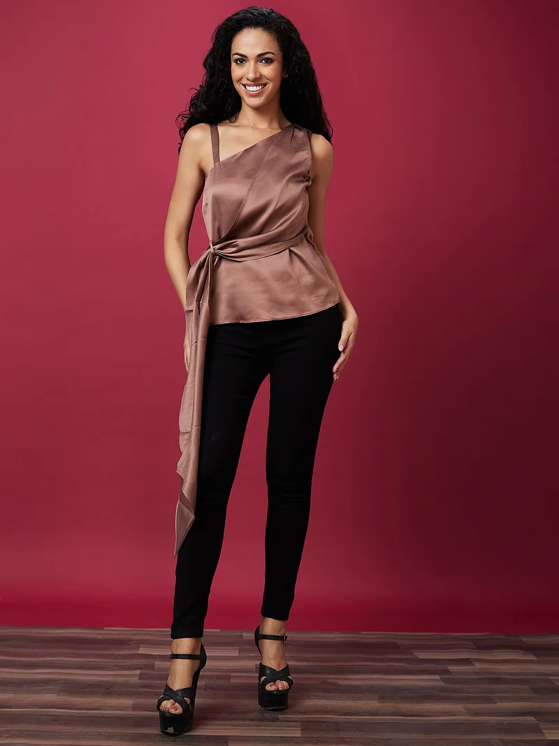globus Globus Women Shoulder Strap Gathered Wrap Regular Top