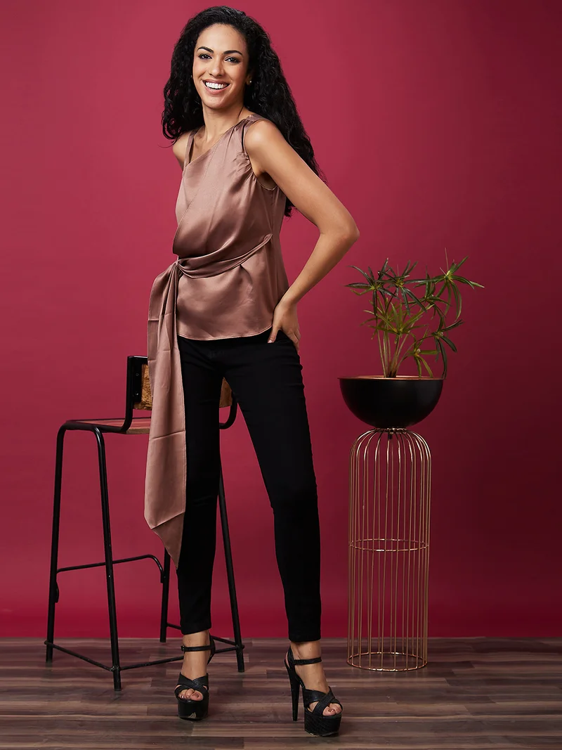 globus Globus Women Shoulder Strap Gathered Wrap Regular Top