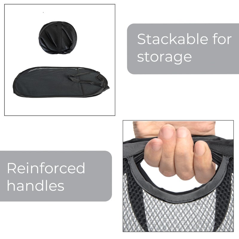 Smart Design Deluxe Mesh Pop Up Square Laundry Hamper w/ Side Pocket & Handles - VentilAir Fabric Collapsible Design - for Clothes & Laundry - Home - (Holds 2 Loads) (14 x 23 Inch) [Black] - Image 5