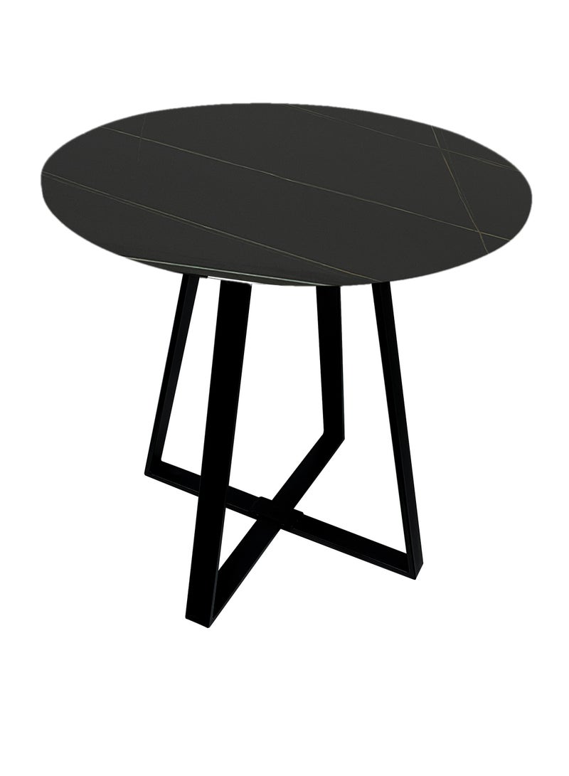 Maple Home Accent Round Side Table Luxury Sturdy Metal Frame Legs Coffee Table Marble Top End Table Rust Resistant Bedside Sofa Living Bedroom Furniture