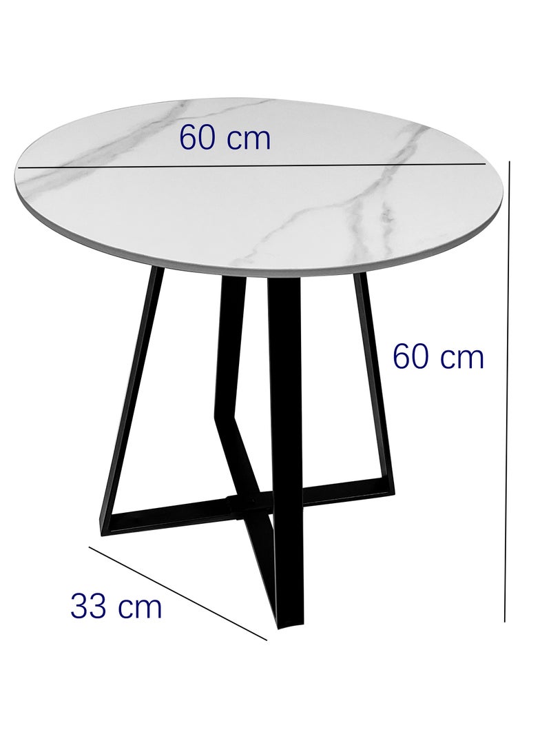 Maple Home Accent Round Side Table Luxury Sturdy Metal Frame Legs Coffee Table Marble Top End Table Rust Resistant Bedside Sofa Living Bedroom Furniture