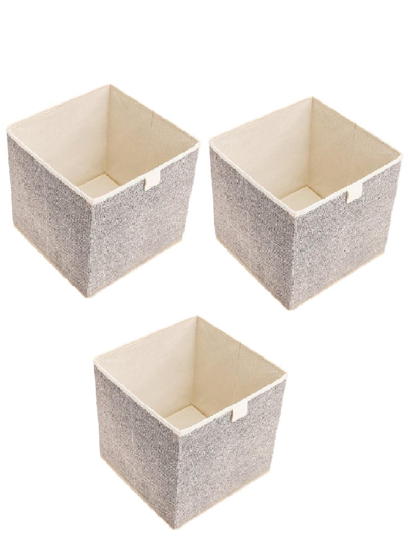 AIWANTO 3 Pack 29L Foldable Storage Bags, Clothes Storage Bins Space-saving bags Closet Garment Organizers Travel Underbed  Storage Containers Clothes Organizer Home Office  30*30*30cm Beige  - Image 1