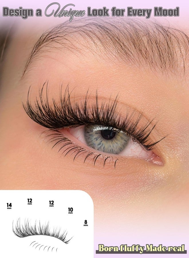 Boahankuke Natural Short Lash Clusters with Bottom Lash Clusters 8-14MM Wispy Eyelash Clusters C Curl Cluster Eyelash Extensions DIY Cluster Lashes for Clean Girl Daily Wear Individual Lashes with Thin Lash Band - Image 2