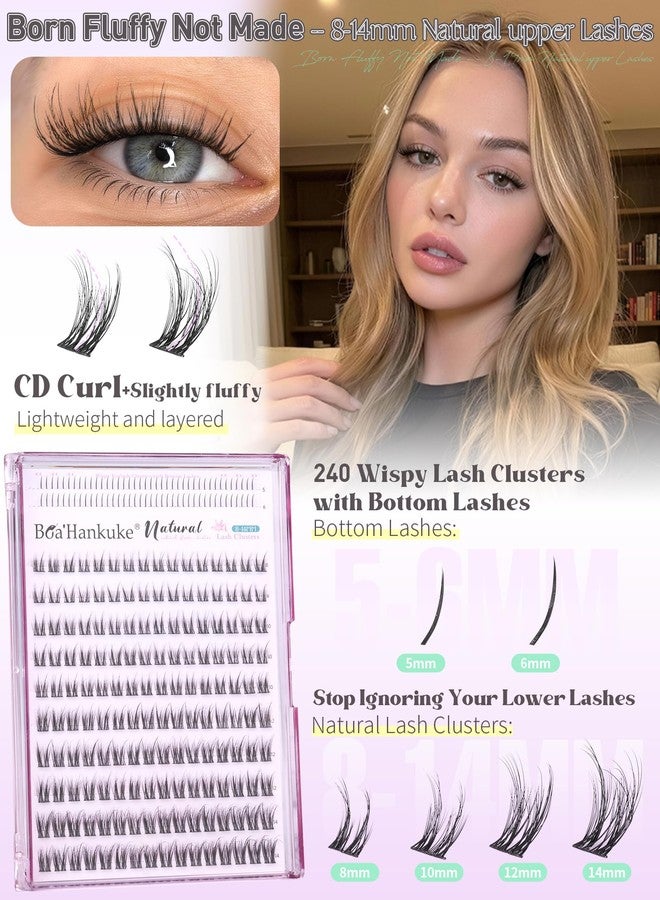 Boahankuke Natural Short Lash Clusters with Bottom Lash Clusters 8-14MM Wispy Eyelash Clusters C Curl Cluster Eyelash Extensions DIY Cluster Lashes for Clean Girl Daily Wear Individual Lashes with Thin Lash Band - Image 3