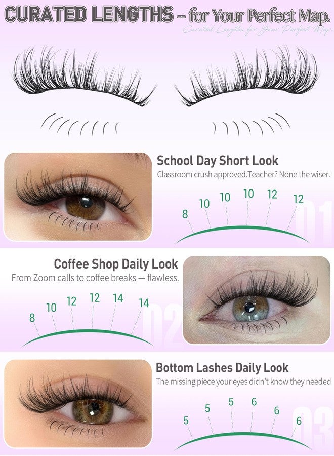 Boahankuke Natural Short Lash Clusters with Bottom Lash Clusters 8-14MM Wispy Eyelash Clusters C Curl Cluster Eyelash Extensions DIY Cluster Lashes for Clean Girl Daily Wear Individual Lashes with Thin Lash Band - Image 4