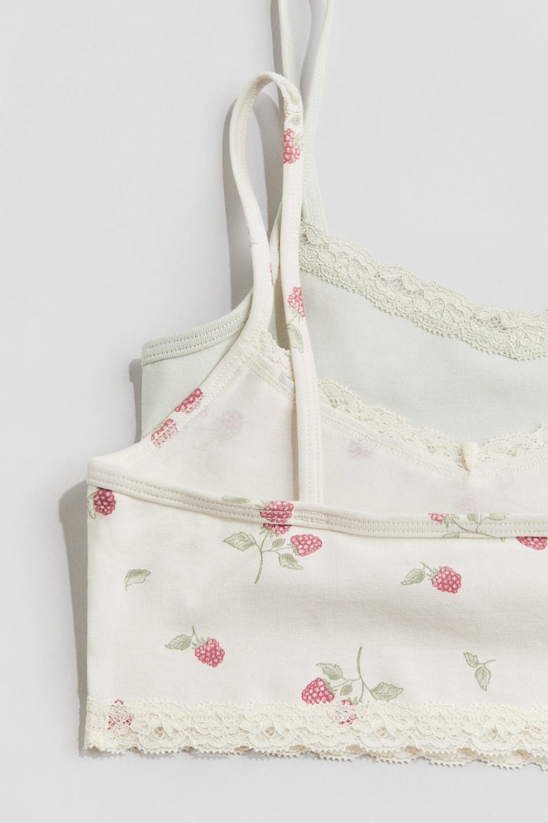 H&M 2-Pack Lace-Trimmed Jersey Tops - Image 2
