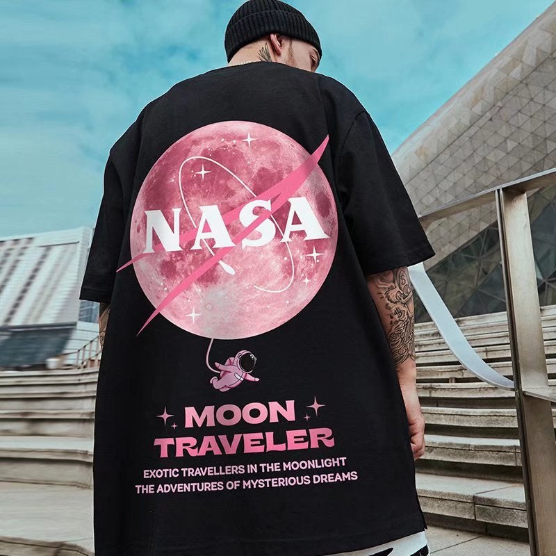 T-Shirt Summer Men'S Printed Trendy Lazy Ins Round Neck Fashion Fashion Brand Standard Half Sleeve City Style Youth Fashion - Image 1