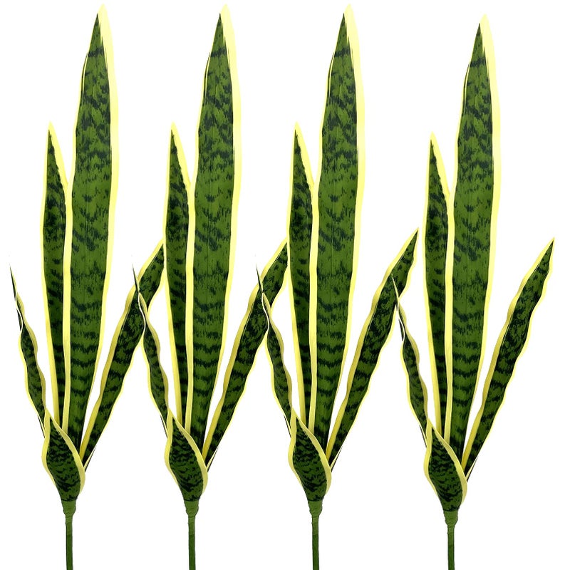 Beebel 4 Pcs Artificial Plants 30" Sansevieria Snake Plant Plastic Greenery Perfect Faux Agave Plant for Home Office - Image 1