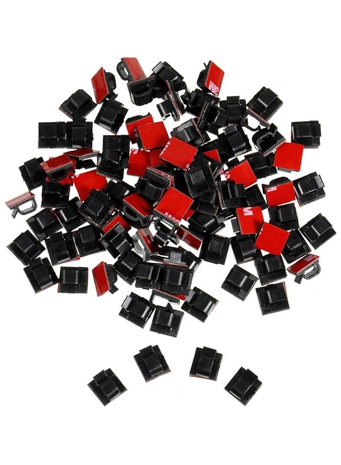 بروماس 100 قطعة من مشابك الكابلات الخارجية الصغيرة مع أشرطة لاصقة ومشابك إضاءة ومشابك تزيين ذاتية اللصق وحامل سلك لعيد الميلاد والضوء الجني (أسود) - Image 4