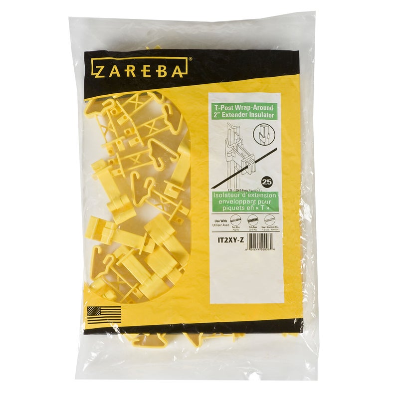Zareba Wrap Around 2 in Extender Insulator 25 per Bag IT2XYZ Yellow For Electric Fencing Steel Aluminum Polywire Polyrope Preserve Electricity No Hardware Needed 25 Insulators Included