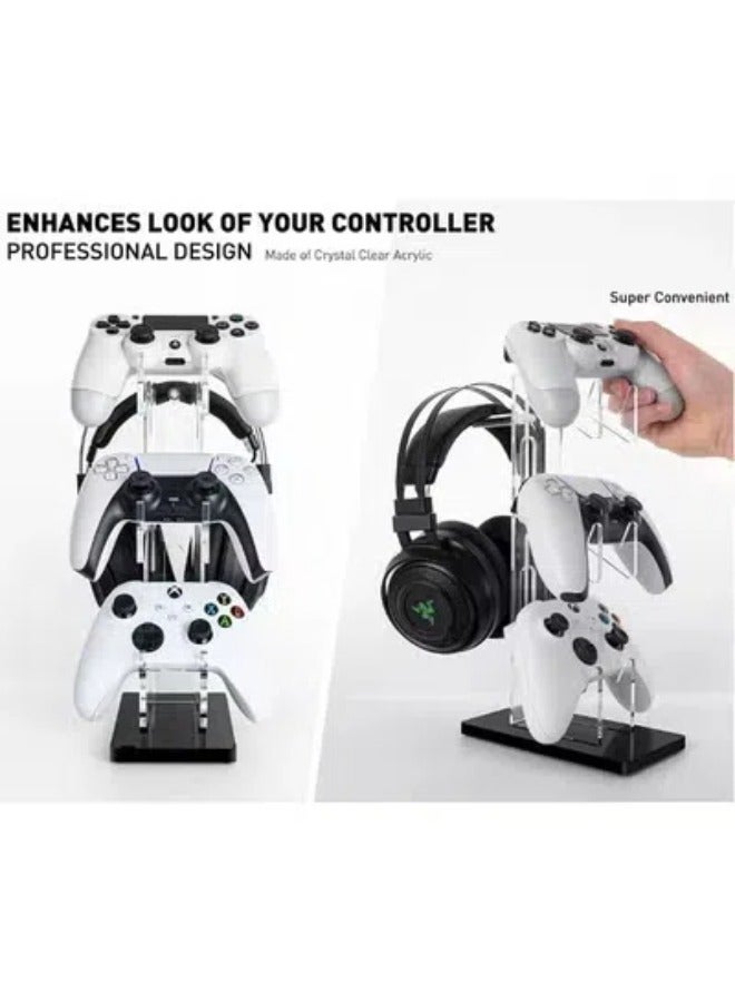 3-Tier Acrylic Game Controller Stand For PS4/PS5/XBOX ONE/SWITCH,Game Controller Holder Headset Stand, Gaming Accessories，Universal Design  - Image 2