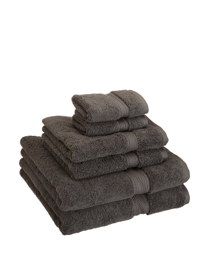 Superior Egyptian Cotton Pile 6 Piece Towel Set Includes 2 Bath 2 Hand 2 Face TowelsWashcloths Ultra Soft Luxury Towels Thick Plush Essentials Guest Bath Spa Hotel Bathroom Charcoal
