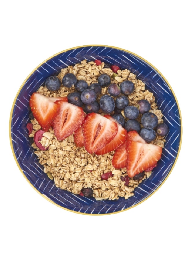 KitchenCraft Contrasting Chevron and Spotty Design Food Safe Ceramic Bowl Blue 15.7 cm KCBOWL18 - Image 3