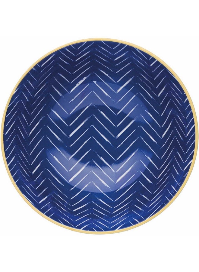KitchenCraft Contrasting Chevron and Spotty Design Food Safe Ceramic Bowl Blue 15.7 cm KCBOWL18 - Image 2