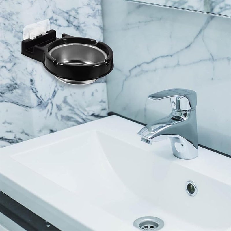 Stainless Steel Wall Mounted Ashtray with Lid Smokeless Cigarette Container 2Pcs Black - Image 5