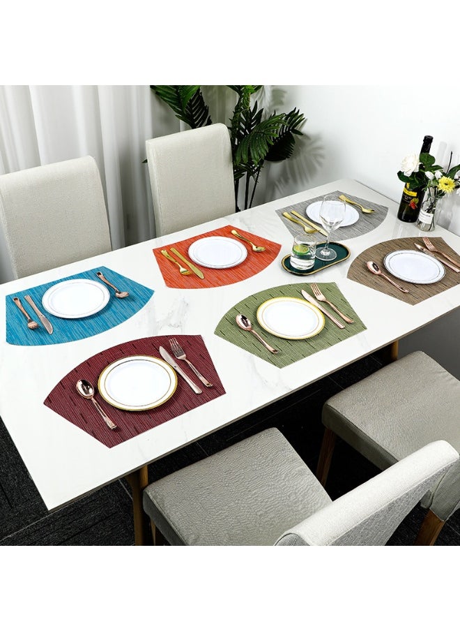 NIBEMINENT 2pcs Round Table Fan-shaped Placemat Western Placemat Bamboo Woven Heat Insulation Mat 
