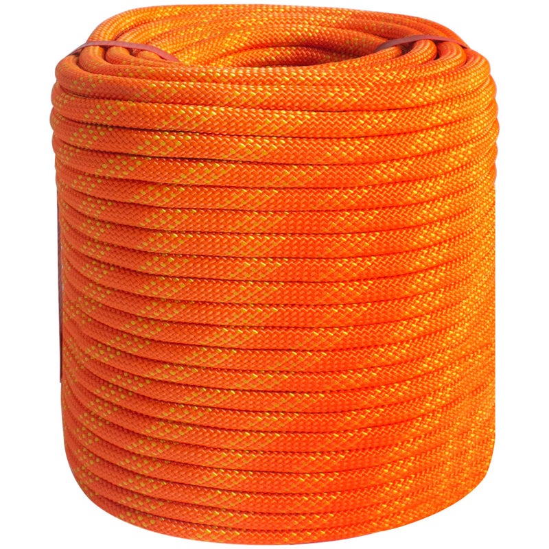 VEITHI 38 inch x 164 ft Braid Polyester RopeArborist Rigging Rope 3520lbs Breaking Strength Strong Pulling for ClimbingCampingSailingSwings etc Orange