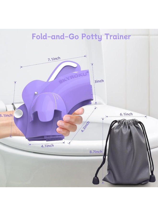 SKYROKU غطاء مقعد المرحاض القابل للطي والمحمول من SKYROKU، مقعد مرحاض مناسب للسفر للأولاد والبنات، غير قابل للانزلاق مع واقي رذاذ و2 أكواب شفط، حقيبة حمل متضمنة - Image 5