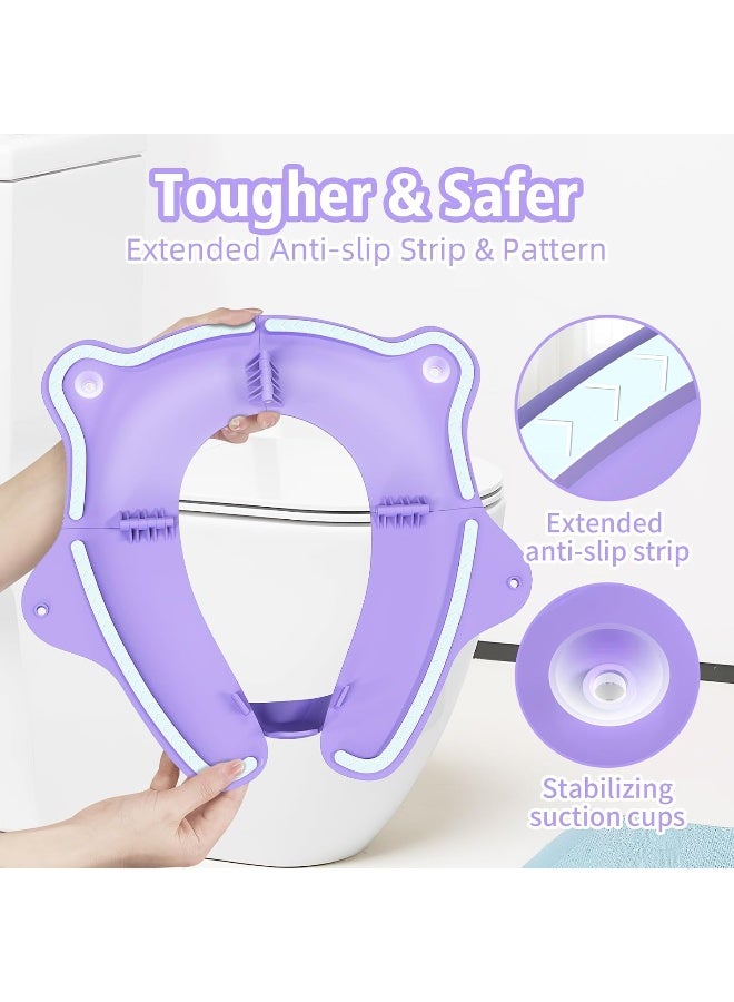 SKYROKU غطاء مقعد المرحاض القابل للطي والمحمول من SKYROKU، مقعد مرحاض مناسب للسفر للأولاد والبنات، غير قابل للانزلاق مع واقي رذاذ و2 أكواب شفط، حقيبة حمل متضمنة - Image 3