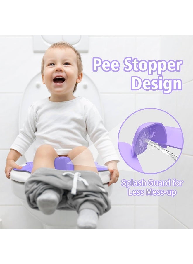 SKYROKU غطاء مقعد المرحاض القابل للطي والمحمول من SKYROKU، مقعد مرحاض مناسب للسفر للأولاد والبنات، غير قابل للانزلاق مع واقي رذاذ و2 أكواب شفط، حقيبة حمل متضمنة - Image 4