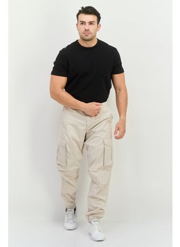 Jack Jones Men Relaxed Fit Solid Cargo Pants, Light Grey  - Image 4