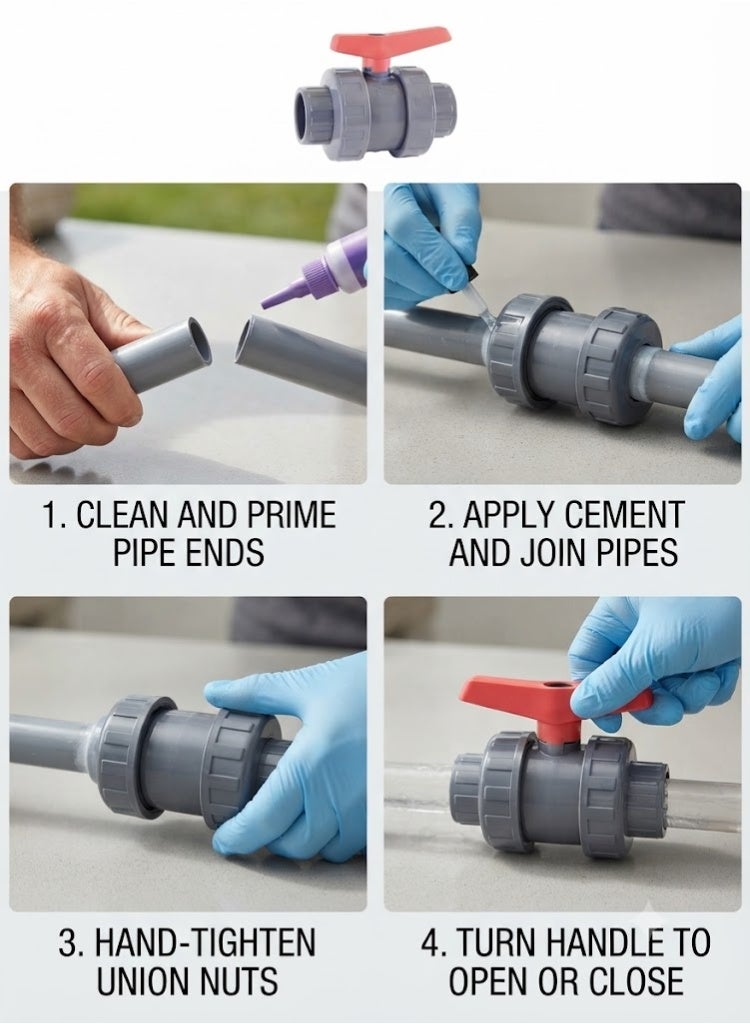 PVC Cepex PVC Heavy Duty Water Supply Pipe Fittings for Swimming Pool, Agriculture, Irrigation & Commercial Plumbing Use (1.1/4 Inch, Union Ball Valve (Anti Block)) - Image 2