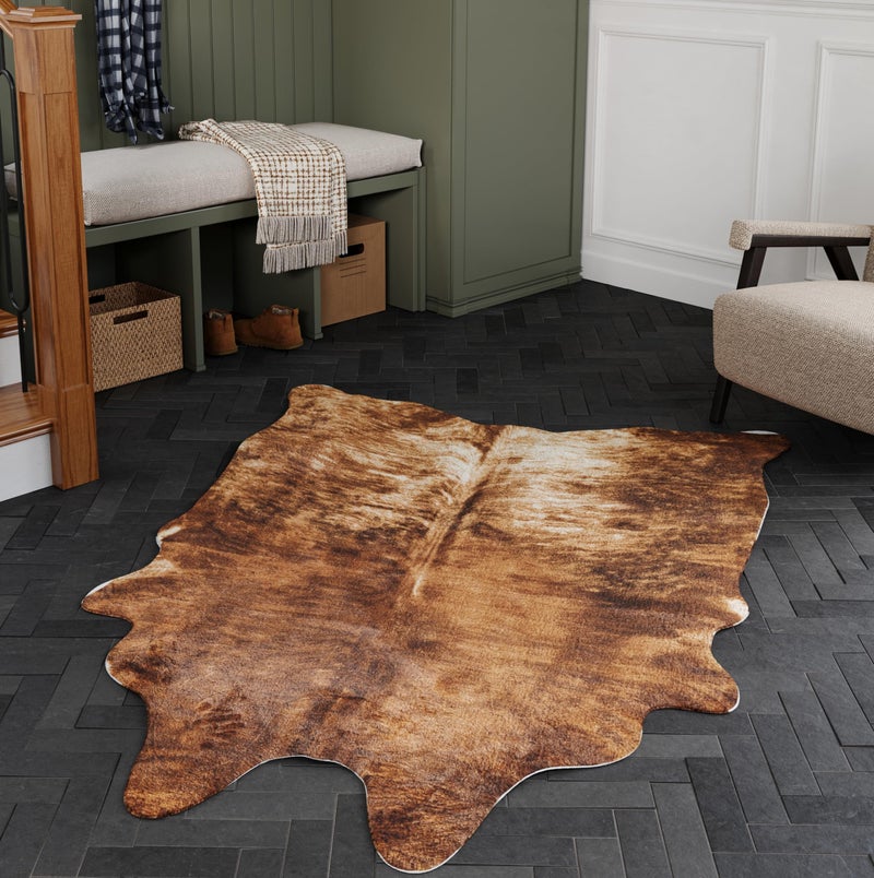 NativeSkins Faux Cowhide Rug  Brindle Large  46ft x 66ft  TripleLayer Support  UltraSoft Pile  HandCut Faux Suede NoSlip Backing  Western Rug  Cow Hide Animal Print