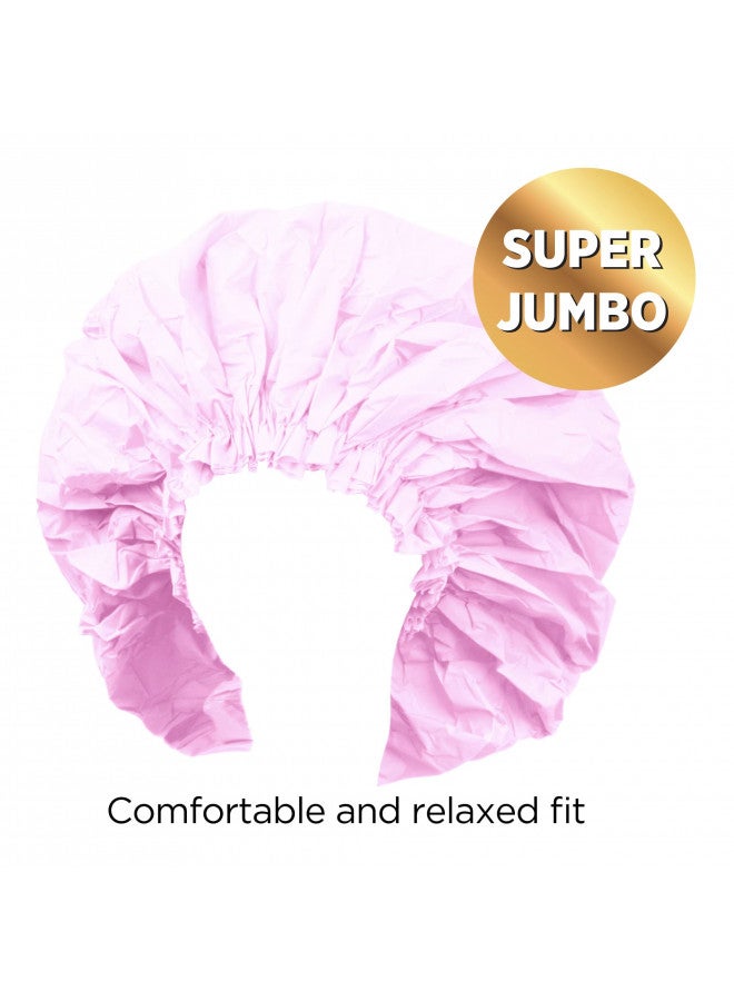 Donna Super Jumbo Shower Cap Waterproof Material 1pc for Women or Men Shower Cap for Roller Sets, Afros, Twist, Silk Wraps and More Reusable, 1PC PINK COLOR - Image 1