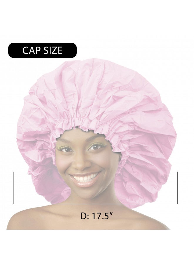 Donna Super Jumbo Shower Cap Waterproof Material 1pc for Women or Men Shower Cap for Roller Sets, Afros, Twist, Silk Wraps and More Reusable, 1PC PINK COLOR - Image 4